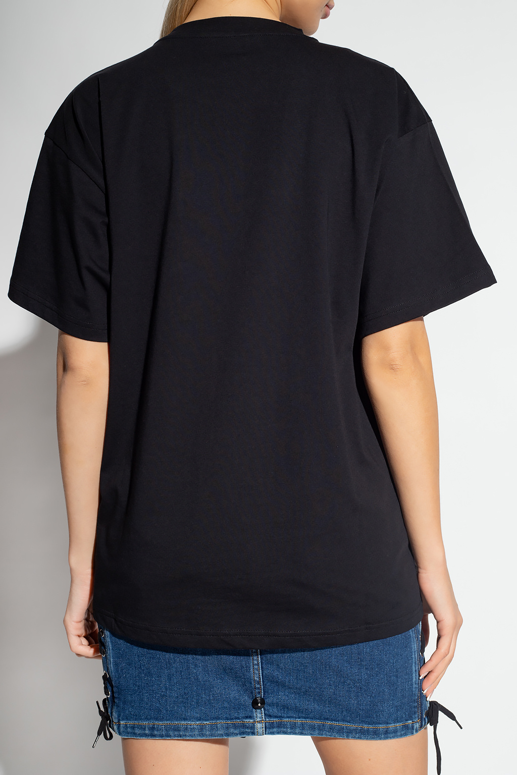 Tシャツ・カットソー Moschino FW22 CREWNECK T-SHIRT (07867241_2001) Moschino Logo Crew Neck T-shirt In Black | ModeSens